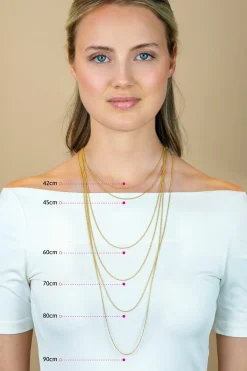42 cm ZINZI zilveren jasseron ketting geel verguld ZILC-J42G