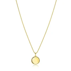13.5 mm ZINZI gold plated zilveren coin hanger met parelrand voor gravure ZIH2651G (zonder collier)