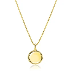 13.5 mm ZINZI gold plated zilveren coin hanger met parelrand voor gravure ZIH2651G (zonder collier)