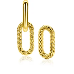 20 mm ZINZI gold plated zilveren oorbedels ovale vorm met touweffect ZICH2553G (zonder oorringen)