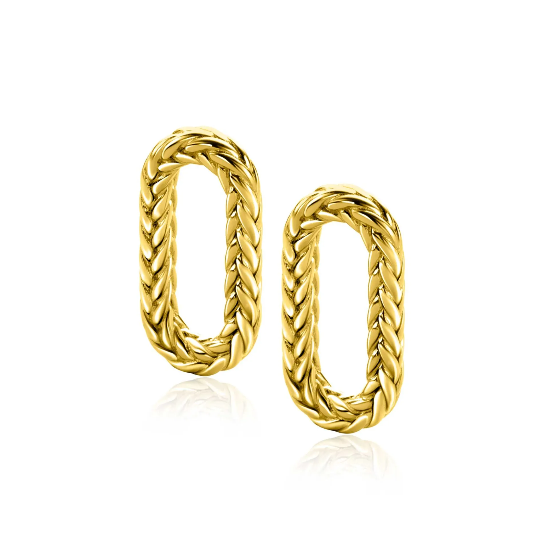 20 mm ZINZI gold plated zilveren oorbedels ovale vorm met touweffect ZICH2553G (zonder oorringen)