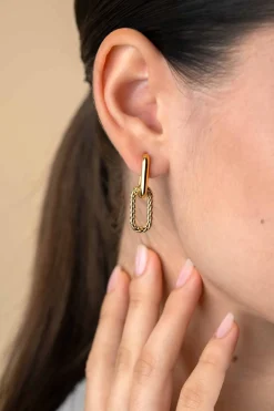 20 mm ZINZI gold plated zilveren oorbedels ovale vorm met touweffect ZICH2553G (zonder oorringen)