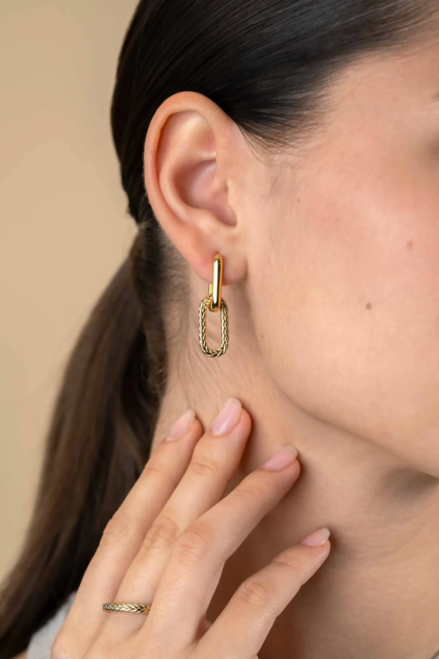 20 mm ZINZI gold plated zilveren oorbedels ovale vorm met touweffect ZICH2553G (zonder oorringen)