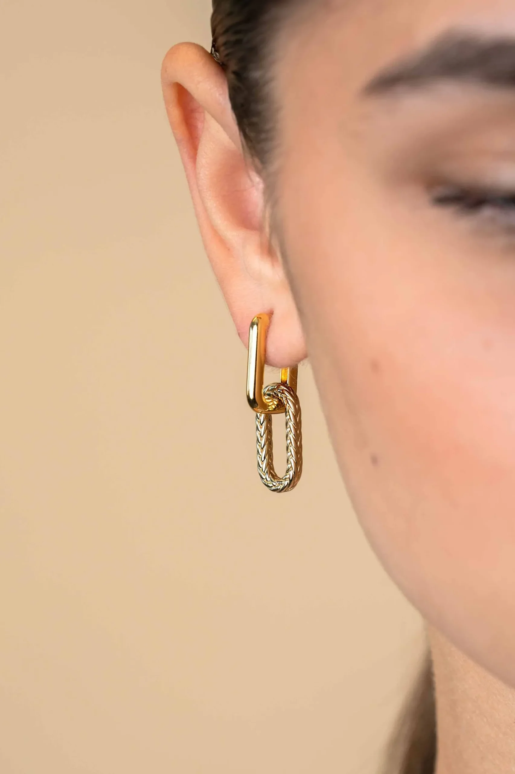 20 mm ZINZI gold plated zilveren oorbedels ovale vorm met touweffect ZICH2553G (zonder oorringen)