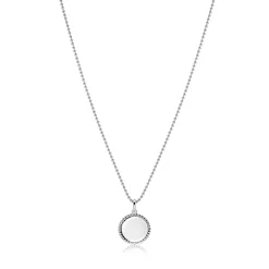 13.5 mm ZINZI zilveren coin hanger met parelrand voor gravure ZIH2651 (zonder collier)