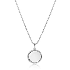 13.5 mm ZINZI zilveren coin hanger met parelrand voor gravure ZIH2651 (zonder collier)