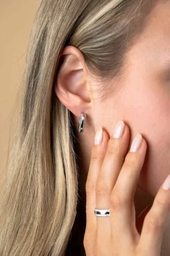 16 mm ZINZI zilveren luxe oorringen met klapsluiting, bezet met witte zirconia's ZIO2445