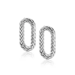 20 mm ZINZI zilveren oorbedels ovale vorm met touweffect ZICH2553 (zonder oorringen)