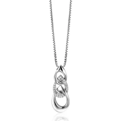 45cm Mart Visser by ZINZI zilveren venetiaanse ketting inclusief hanger met drie open peervormige schakels 30mm, bezet met witte zirconia's MVC24
