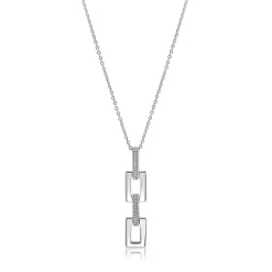 45cm Mart Visser by ZINZI zilveren ketting inclusief strakke rechthoekige hanger 39mm, bezet met witte zirkonia's MVC27