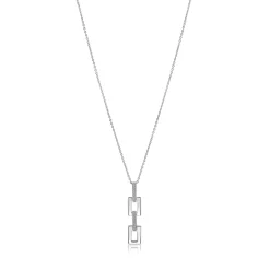 45cm Mart Visser by ZINZI zilveren ketting inclusief strakke rechthoekige hanger 39mm, bezet met witte zirkonia's MVC27