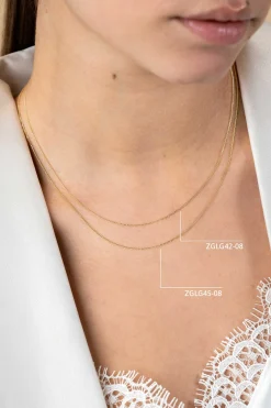45cm ZINZI Gold 14 krt gourmet ketting 0,8mm breed, ideaal om je hanger aan te bevestigen ZGLG45-08