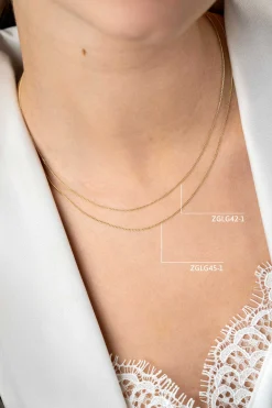 42cm ZINZI Gold 14 krt gourmet ketting 1mm breed, ideaal om je hanger aan te bevestigen ZGLG42-1