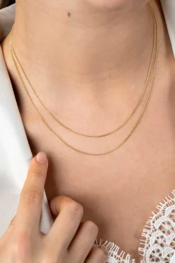 42cm ZINZI Gold 14 krt gourmet ketting 0,8mm breed, ideaal om je hanger aan te bevestigen ZGLG42-08