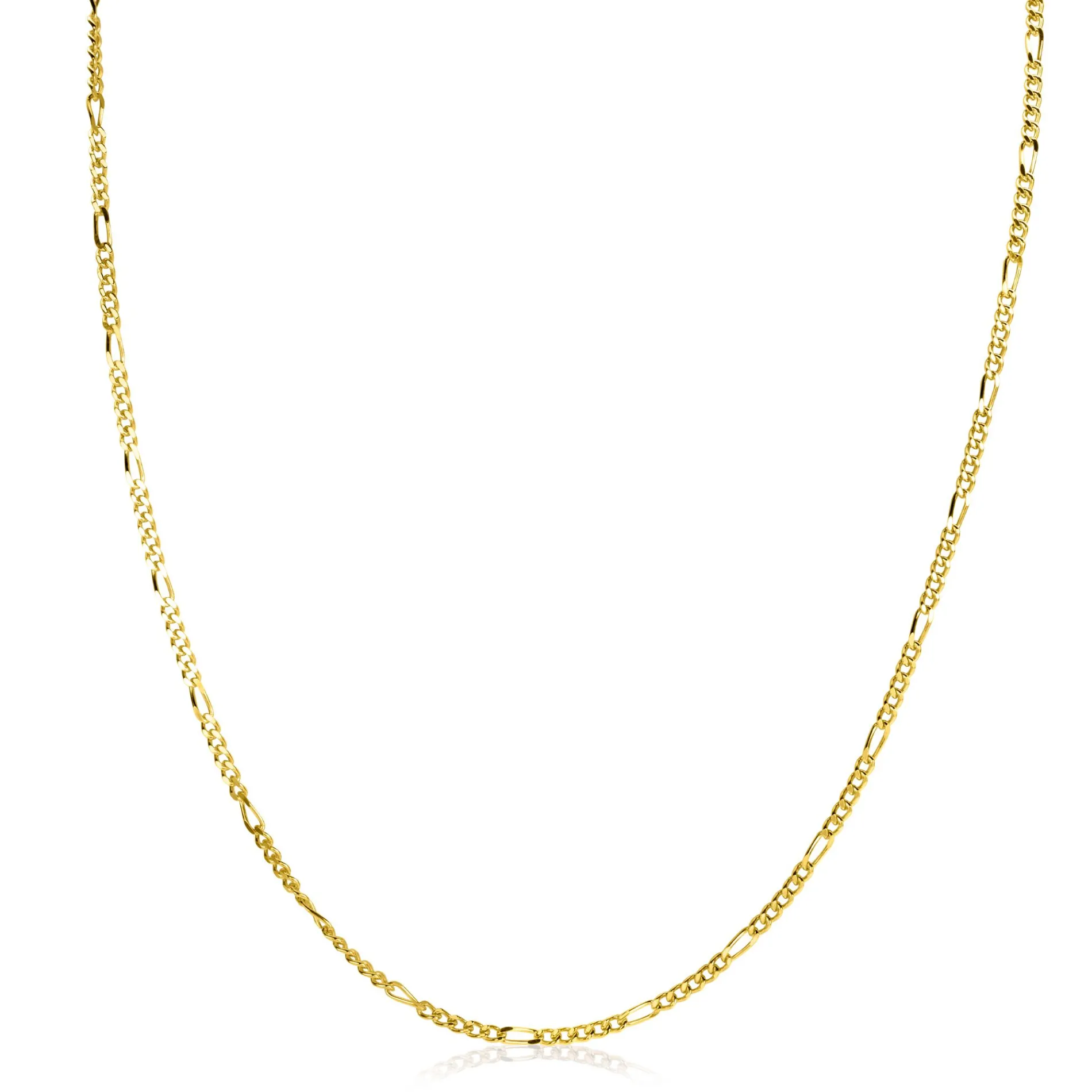 45cm ZINZI gold plated zilveren figaro ketting ZILC-F45G
