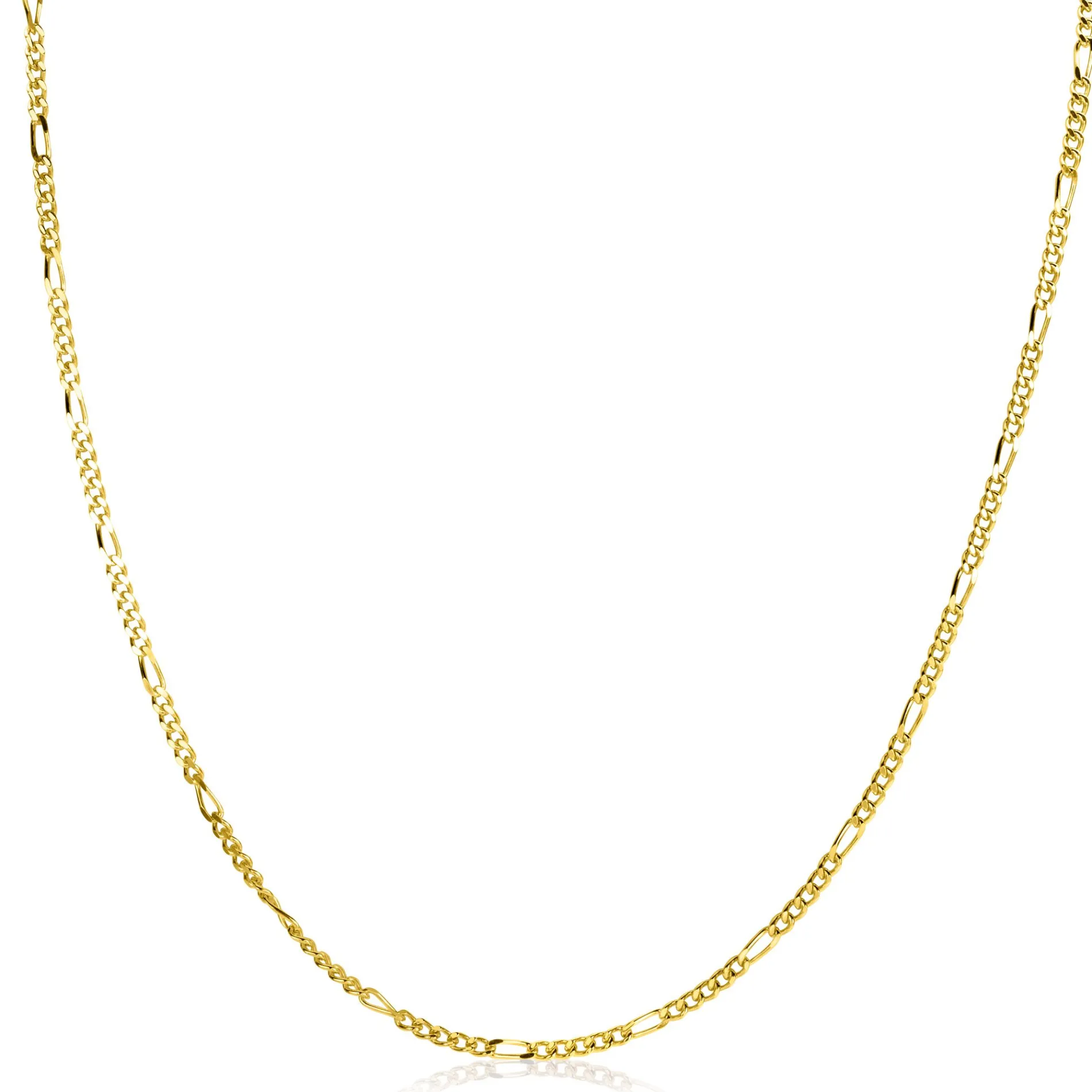 45cm ZINZI gold plated zilveren figaro ketting ZILC-F45G