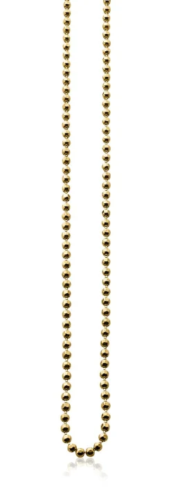 45cm ZINZI zilveren collier geel verguld bol 2mm ZI45BOLG