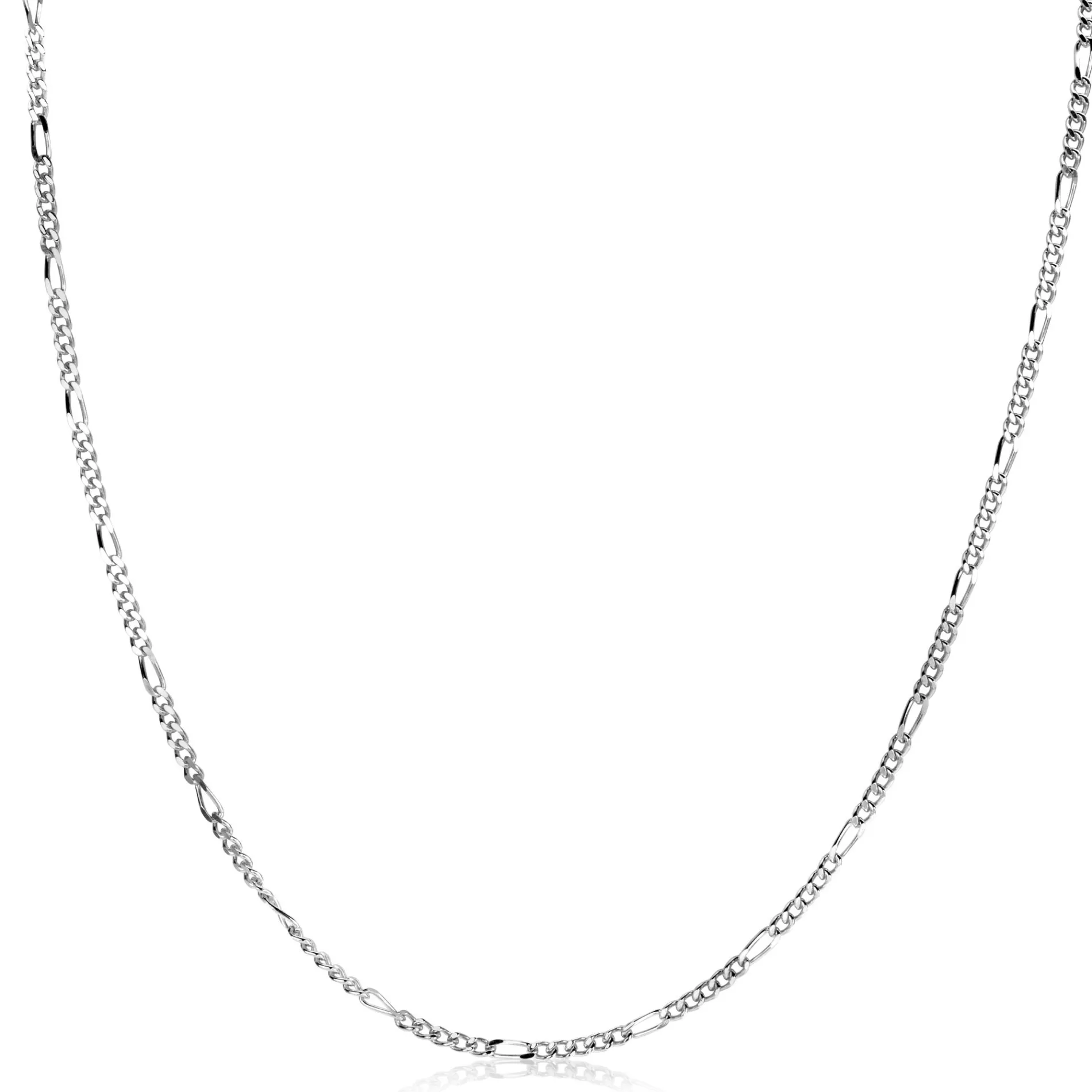 80cm ZINZI zilveren figaro ketting ZILC-F80