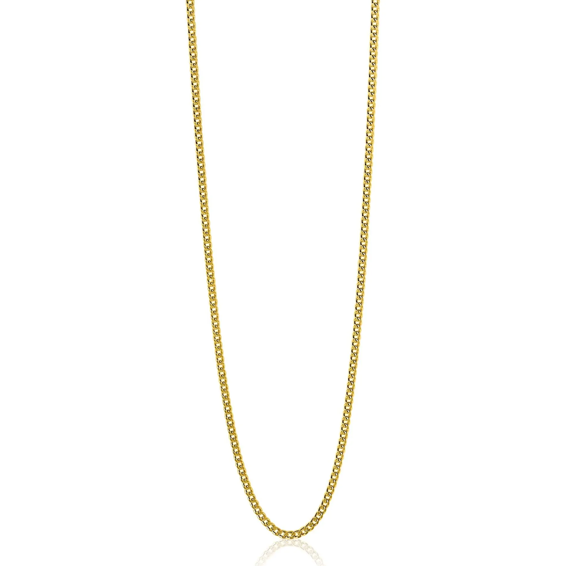80cm ZINZI zilveren gourmet ketting gold plated. ZILC-G80G