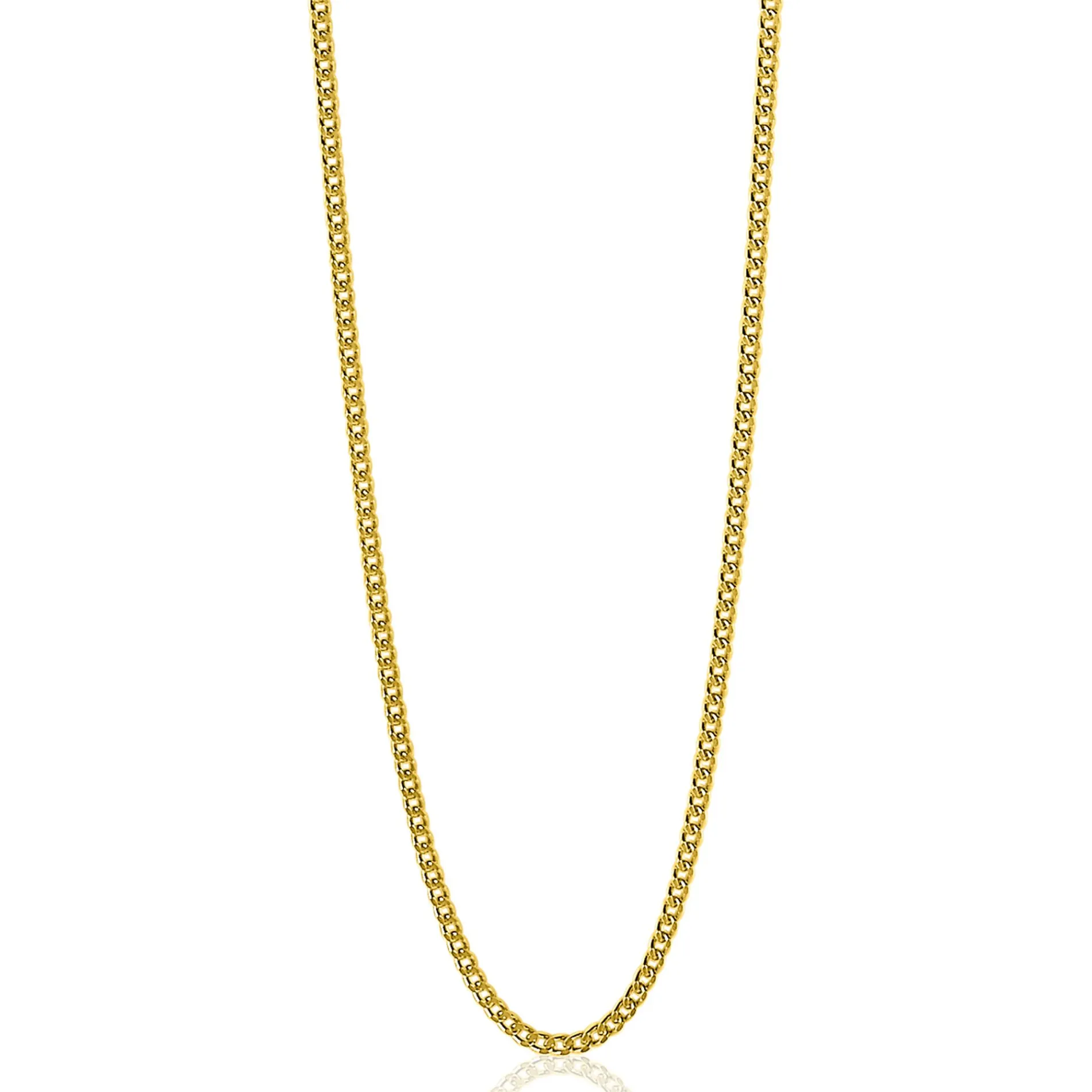 70cm ZINZI zilveren gourmet ketting gold plated. ZILC-G70G