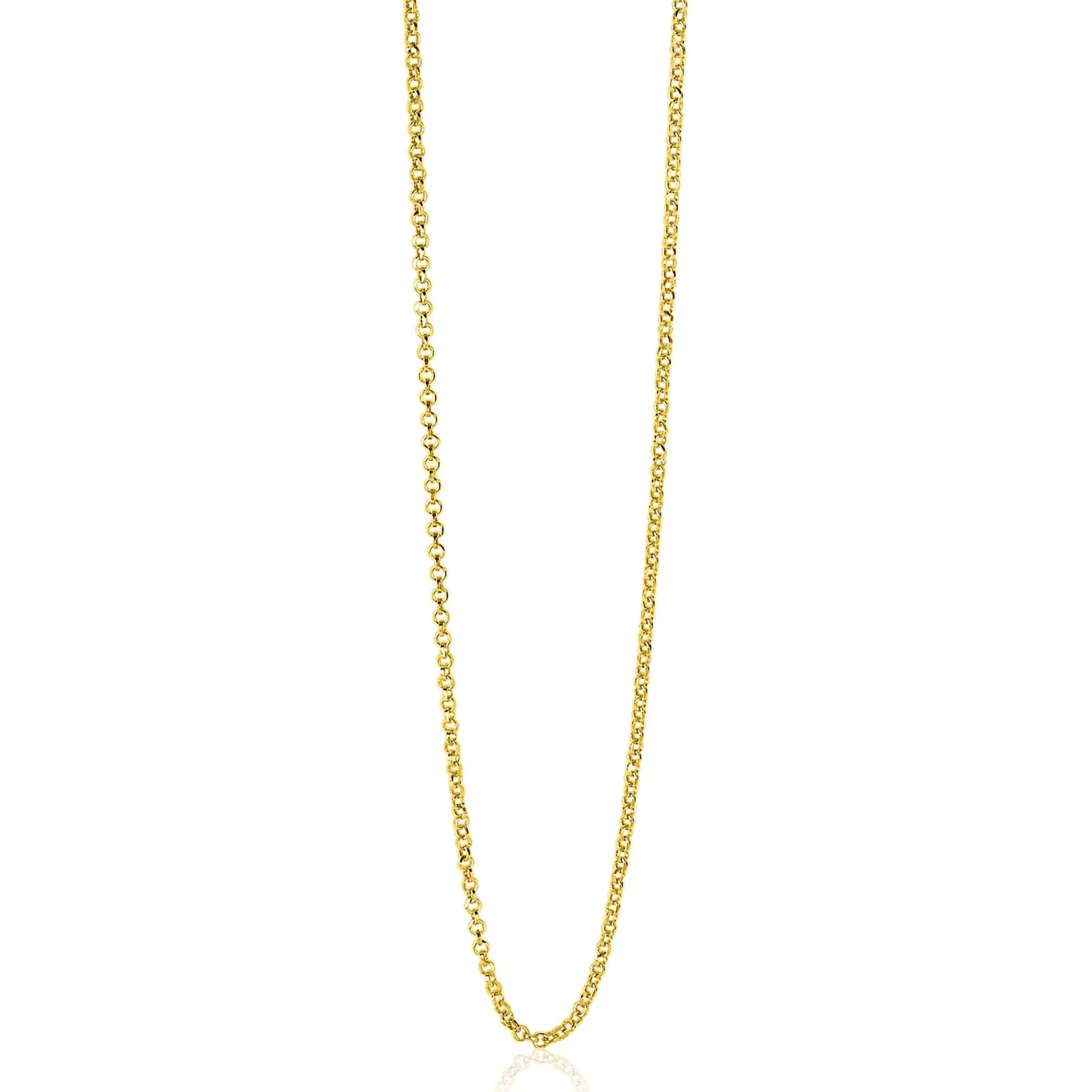 90cm ZINZI zilveren jasseron ketting geel verguld ZILC-J90G