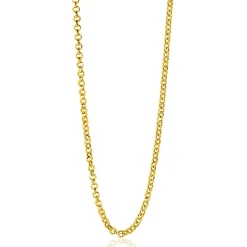 90cm ZINZI zilveren jasseron ketting geel verguld ZILC-J90G
