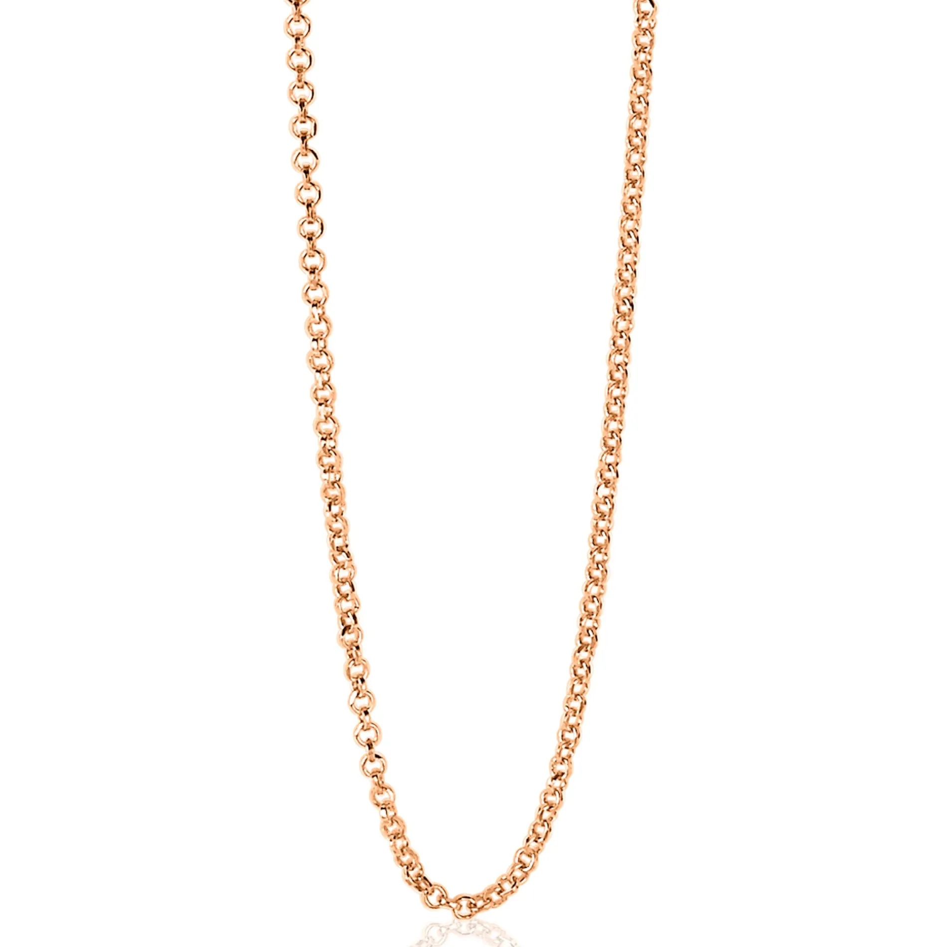 80cm ZINZI zilveren jasseron ketting rosé verguld ZILC-J80R