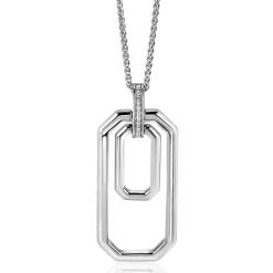 70cm ZINZI zilveren ketting met luxe hanger 40mm, valt lang om de hals ZIC2494