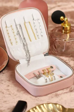 Luxe roze ZINZI sieradendoosje voor op reis