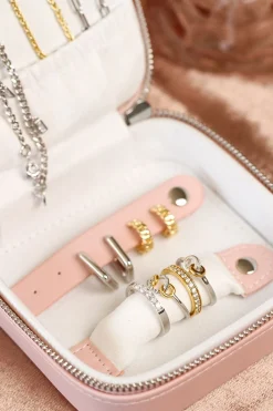 Luxe roze ZINZI sieradendoosje voor op reis