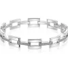 Mart Visser by ZINZI zilveren schakel armband 9mm met rechthoekige schakels, bezet met witte zirkonia's MVA27