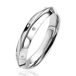 Mart Visser by ZINZI zilveren ring 4mm breed met zes ronde witte zirconia's MVR21
