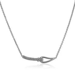 Mart Visser by ZINZI zilveren luxe ketting 45cm met geknoopte koordschakel MVC9