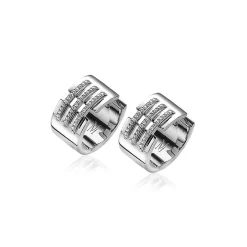 Mart Visser by ZINZI zilveren oorringen met luxe scharniersluiting 17 x 9mm, drie banen bezet met witte zirconia's MVO18