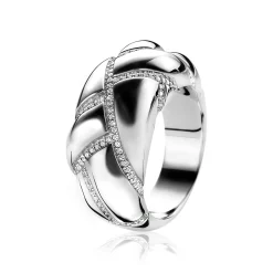 Mart Visser by ZINZI zilveren ring glad wit MVR8