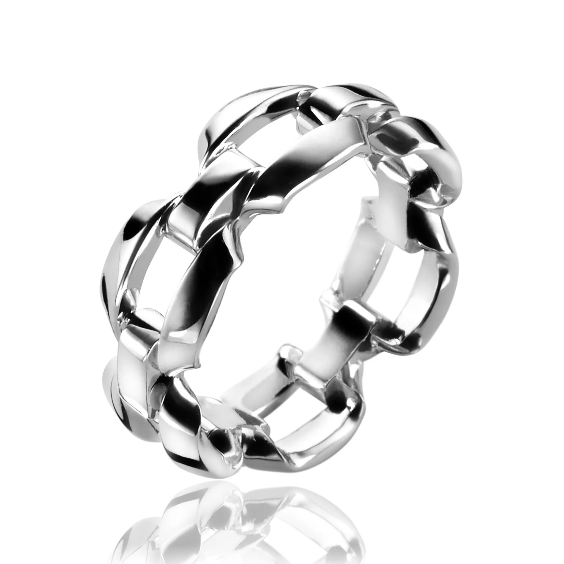 Mart Visser by ZINZI zilveren ring schakel glad MVR2