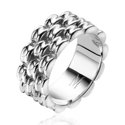 Mart Visser by ZINZI zilveren brede schakel ring 8mm breed MVR22