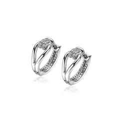 Mart Visser by ZINZI zilveren luxe oorringen 18x8mm geknoopte vorm bezet met witte zirconia's MVO19