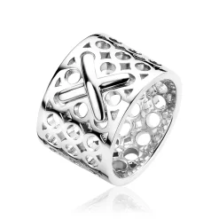 Mart Visser by ZINZI zilveren brede fantasie ring glad 14mm MVR15