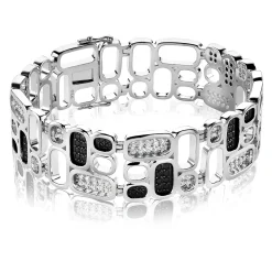 Mart Visser by ZINZI zilveren luxueuze armband wit zwart MVA3Z