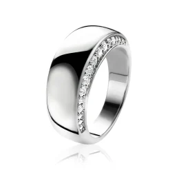 Mart Visser by ZINZI zilveren ring glad wit MVR10