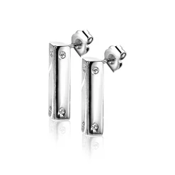 Mart Visser by ZINZI zilveren oorstekers taps toelopend met witte zirconia's 12 x 4mm MVO21