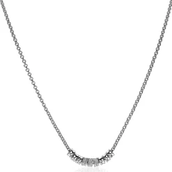 Mart Visser by ZINZI zilveren ketting 45cm met 9 ronde schakels, waarvan 3 volbezet met witte zirconia's MVC22
