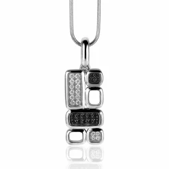 Mart Visser by ZINZI zilveren hanger wit zwart MVH3Z (zonder collier)