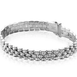 Mart Visser by ZINZI zilveren brede schakel armband 9mm met luxe sluiting MVA22
