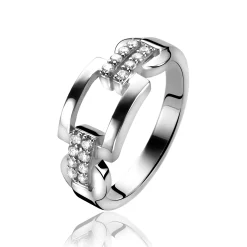 Mart Visser by ZINZI zilveren ring schakel glad MVR4