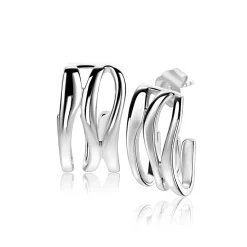 21mm Mart Visser by ZINZI zilveren oorsieraden organisch gevormd glad MVO25