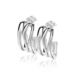 21mm Mart Visser by ZINZI zilveren oorsieraden organisch gevormd glad MVO25