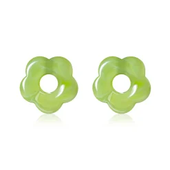 26mm oorbedels bloem lichtgroen kunststof ZICH2720G