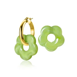 26mm oorbedels bloem lichtgroen kunststof ZICH2720G